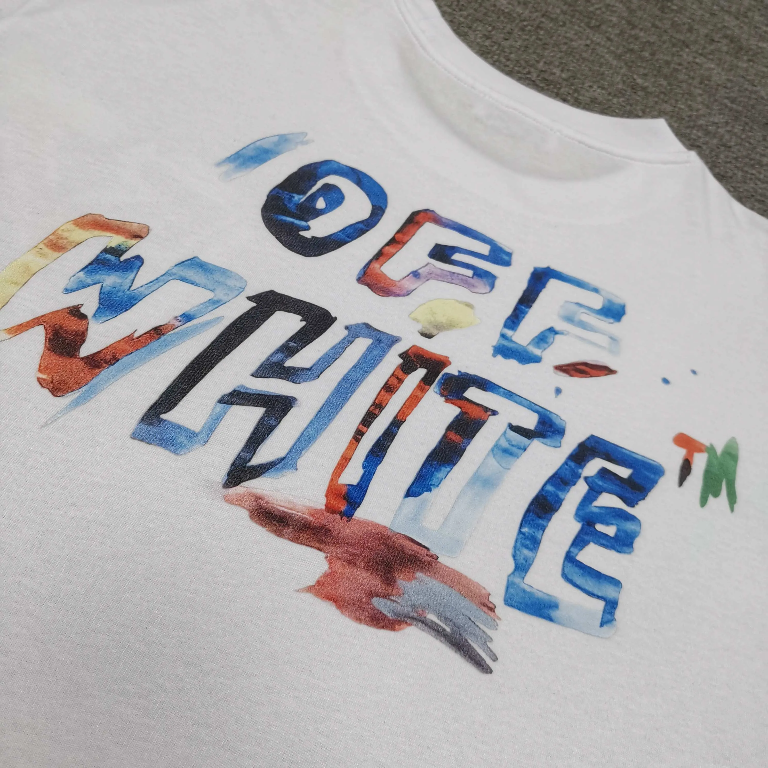 Top version ❤️off white new loose version colorful painted letters short-sleeved T-shirt Size: S M L XL Color: Black White P240
